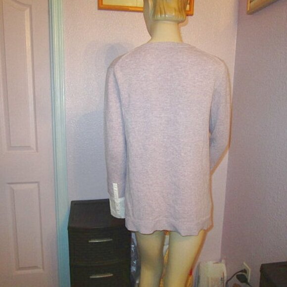 J Crew Wool Blend Sweater Size XS Layered Look V-Neck Lilac Tunic French Cuffs - Picture 7 of 10